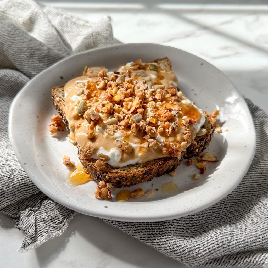 Toast With Peanut Butter And Granola