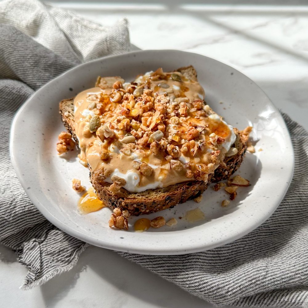 Toast With Peanut Butter And Granola Toast With Peanut Butter And Granola