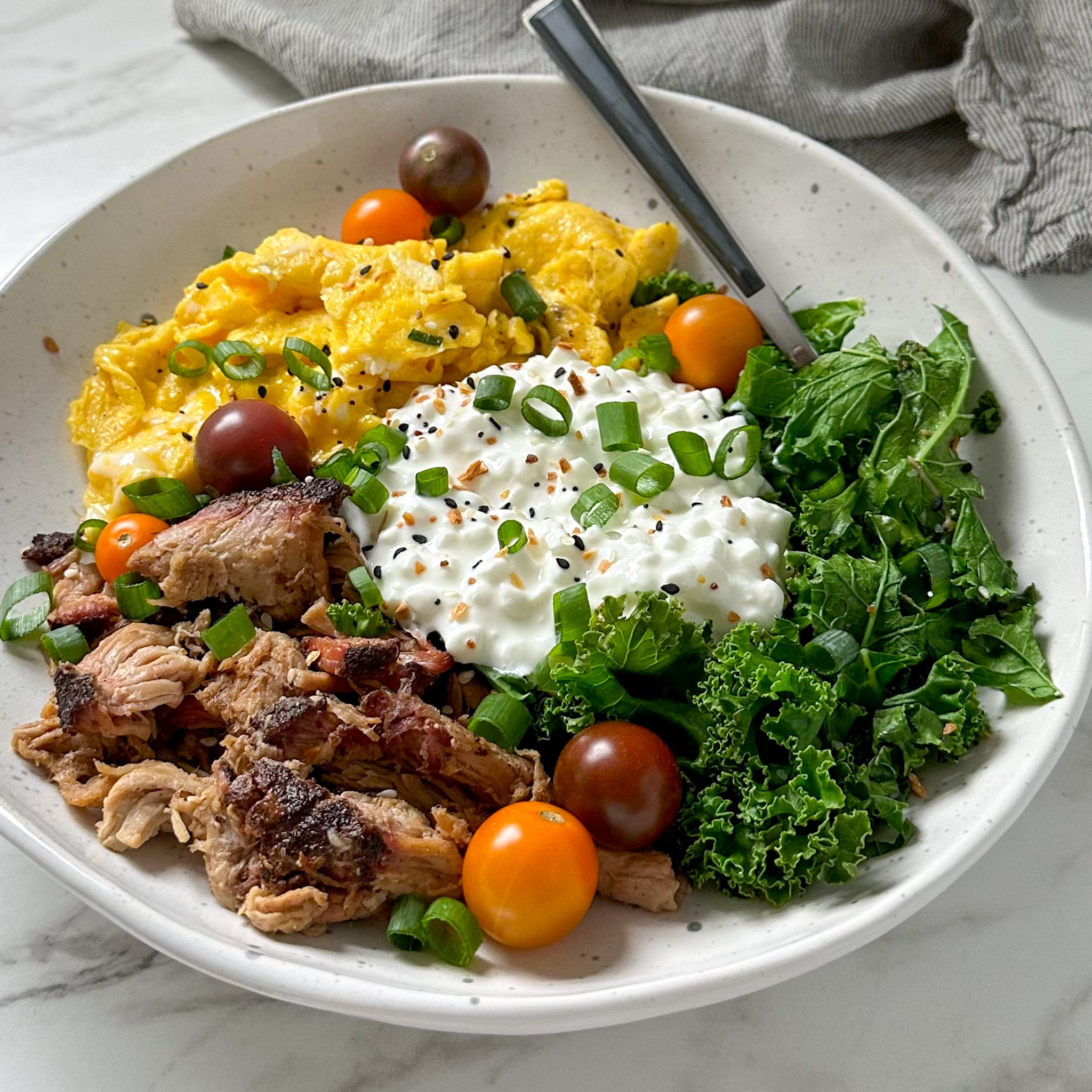 Leftover Pulled Pork Bowl With Cottage Cheese