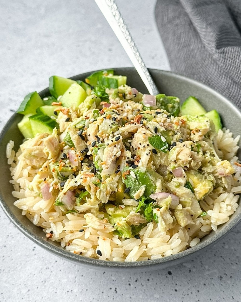 Tuna Avocado Salad Rice Bowl