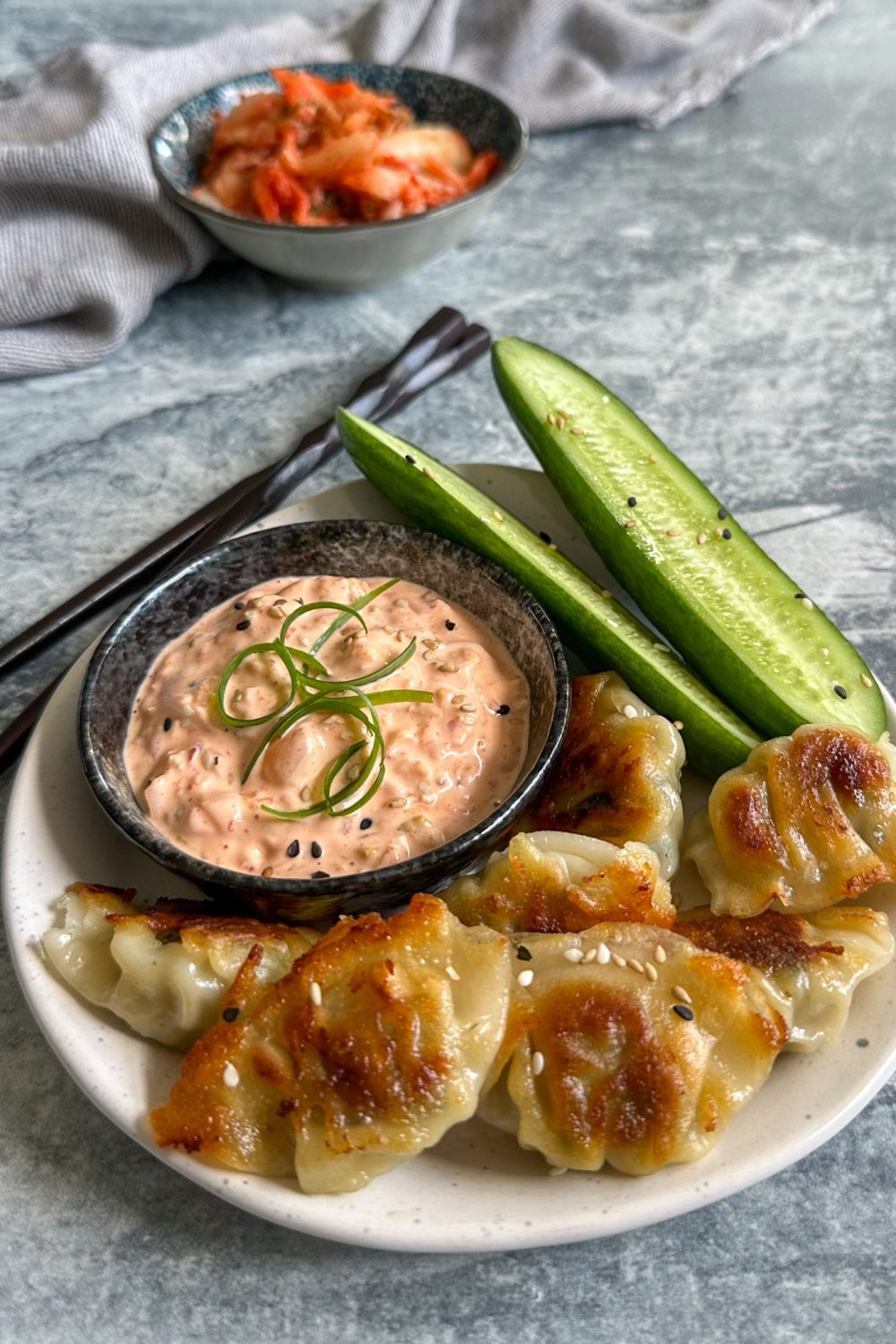 Dumplings With Kimchi Mayo Dumplings With Kimchi Mayo