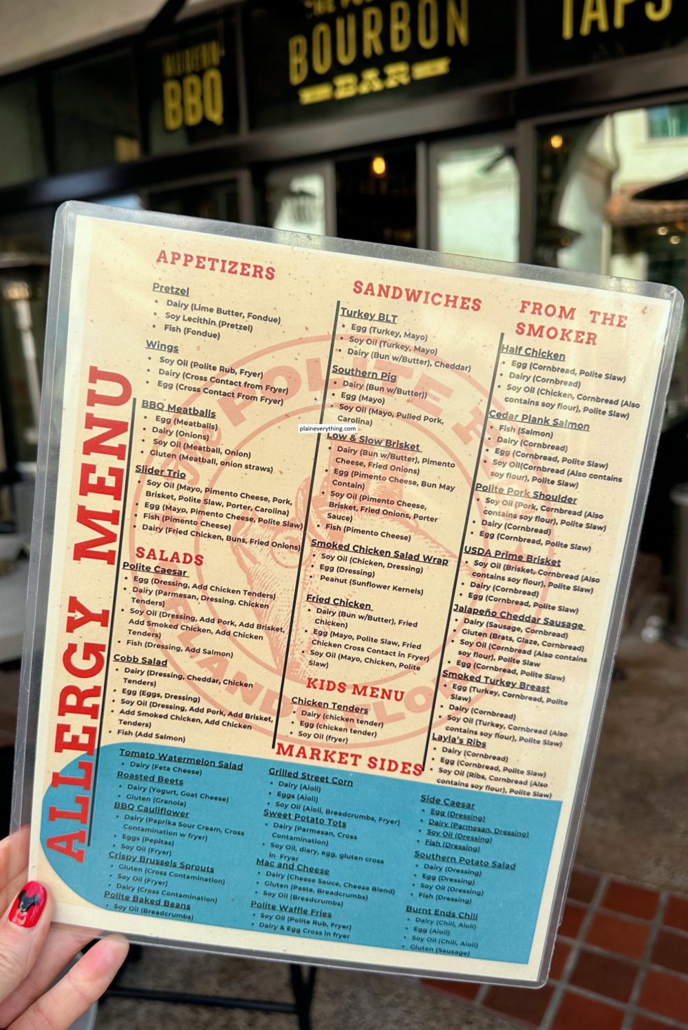 Polite Pig Allergy Menu