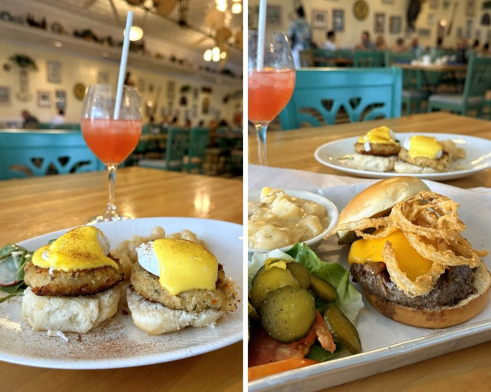 Crabcake Benedict And Burger At Olivia's Café Old Key West Resort Crabcake Benedict And Burger At Olivia's Café Old Key West Resort