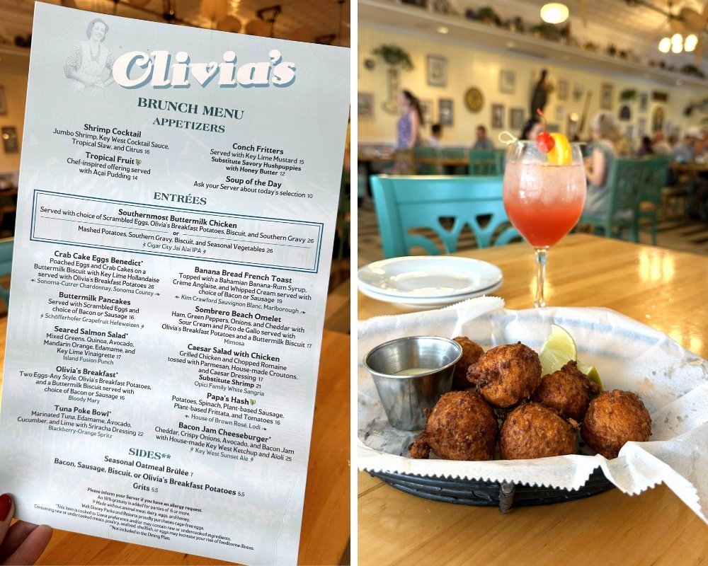 Olivia's Café Brunch Menu And Conch Fritters At Disney's Old Key West Resort Olivia's Café Brunch Menu And Conch Fritters At Disney's Old Key West Resort