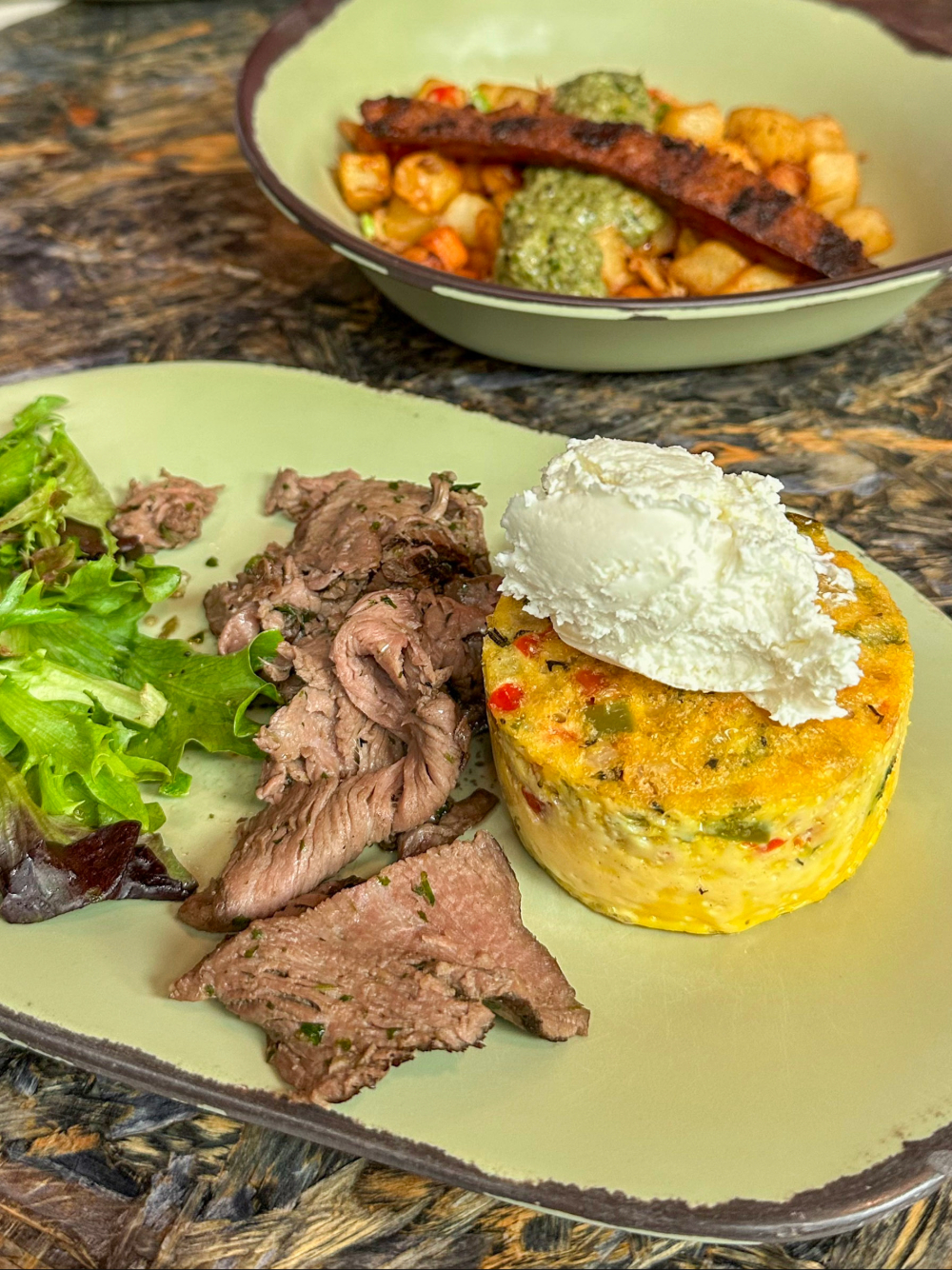 Goat Cheese Frittata Chimichurri Beef Satu'li Canteen Animal Kingdom